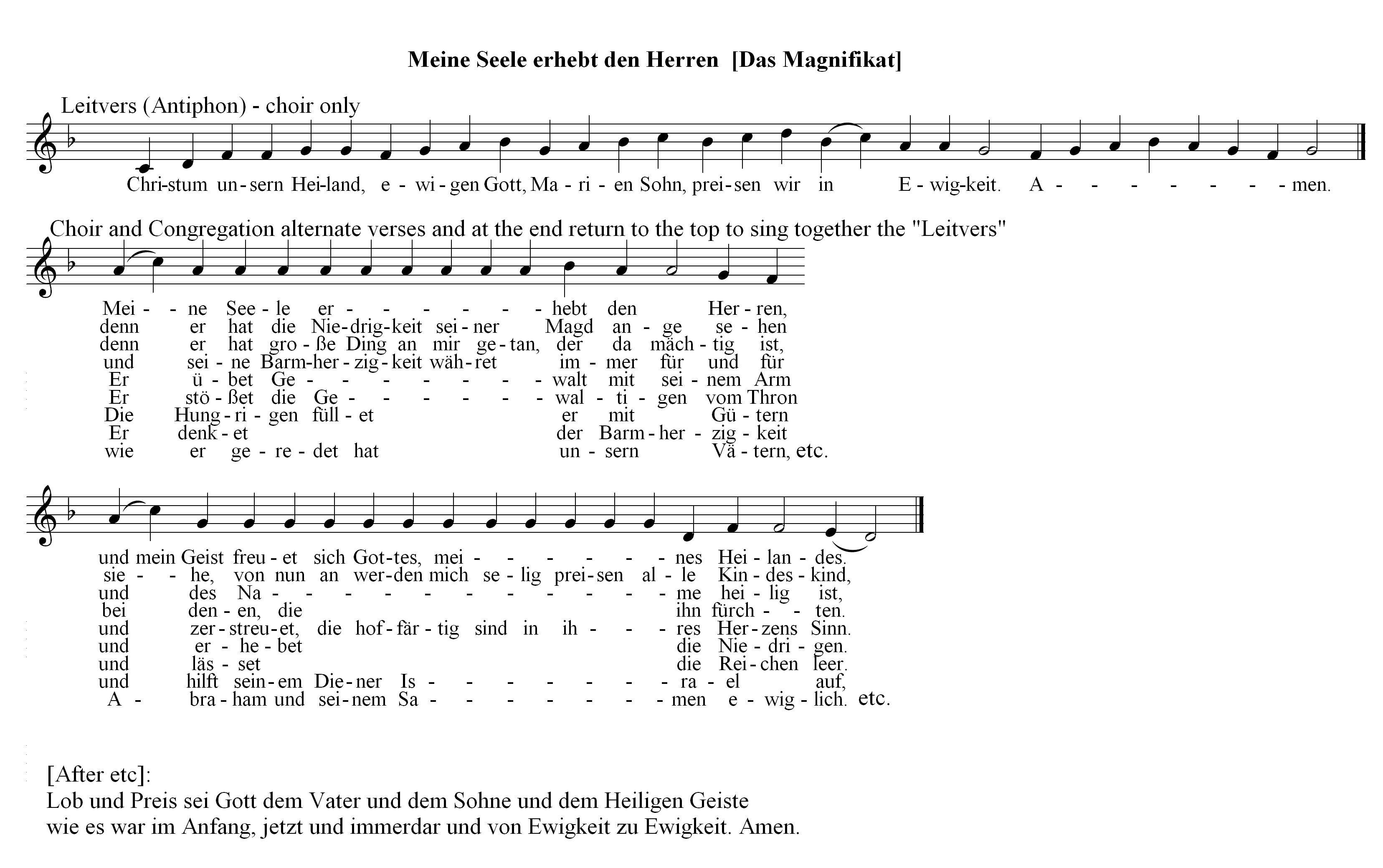 Chorale Melody: Meine Seele erhebet den Herren [The German Magnificat]